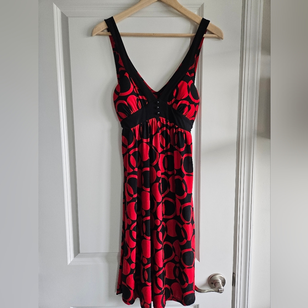 Red and Black Patterned Mini Dress